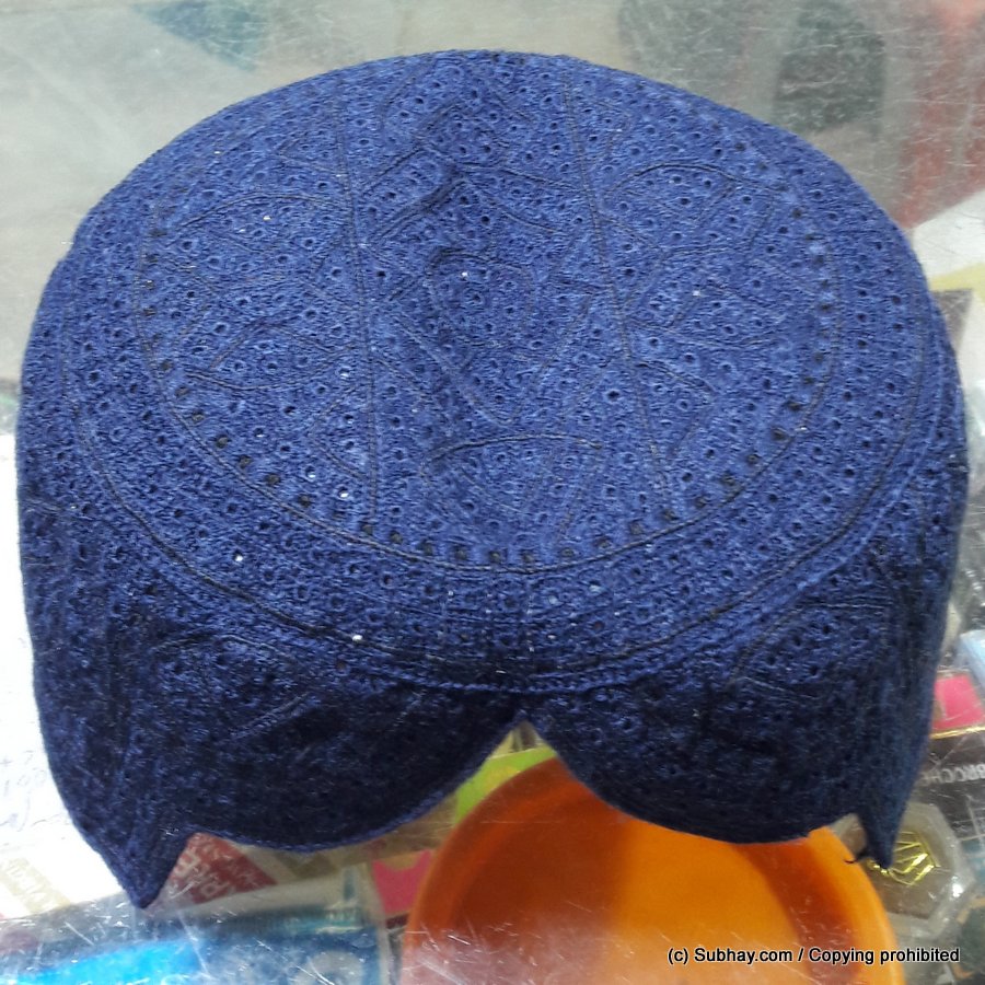 Blue Ratto Dero Sindhi Cap / Topi (Hand Made) MKC-429